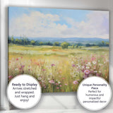 Pastel Wildflower Meadow Panoramic Countryside Landscape Canvas Wall Art Print Decor Picture Ready to Hang
