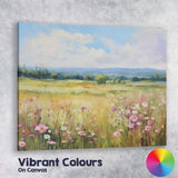 Pastel Wildflower Meadow Panoramic Countryside Landscape Canvas Wall Art Print Decor Picture Ready to Hang