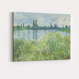 Impressionist Riverside Wildflower Meadow Landscape Painting Canvas Wall Art Print Decor Picture Ready to Hang
