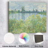 Impressionist Riverside Wildflower Meadow Landscape Painting Canvas Wall Art Print Decor Picture Ready to Hang