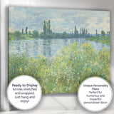 Impressionist Riverside Wildflower Meadow Landscape Painting Canvas Wall Art Print Decor Picture Ready to Hang