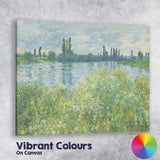 Impressionist Riverside Wildflower Meadow Landscape Painting Canvas Wall Art Print Decor Picture Ready to Hang