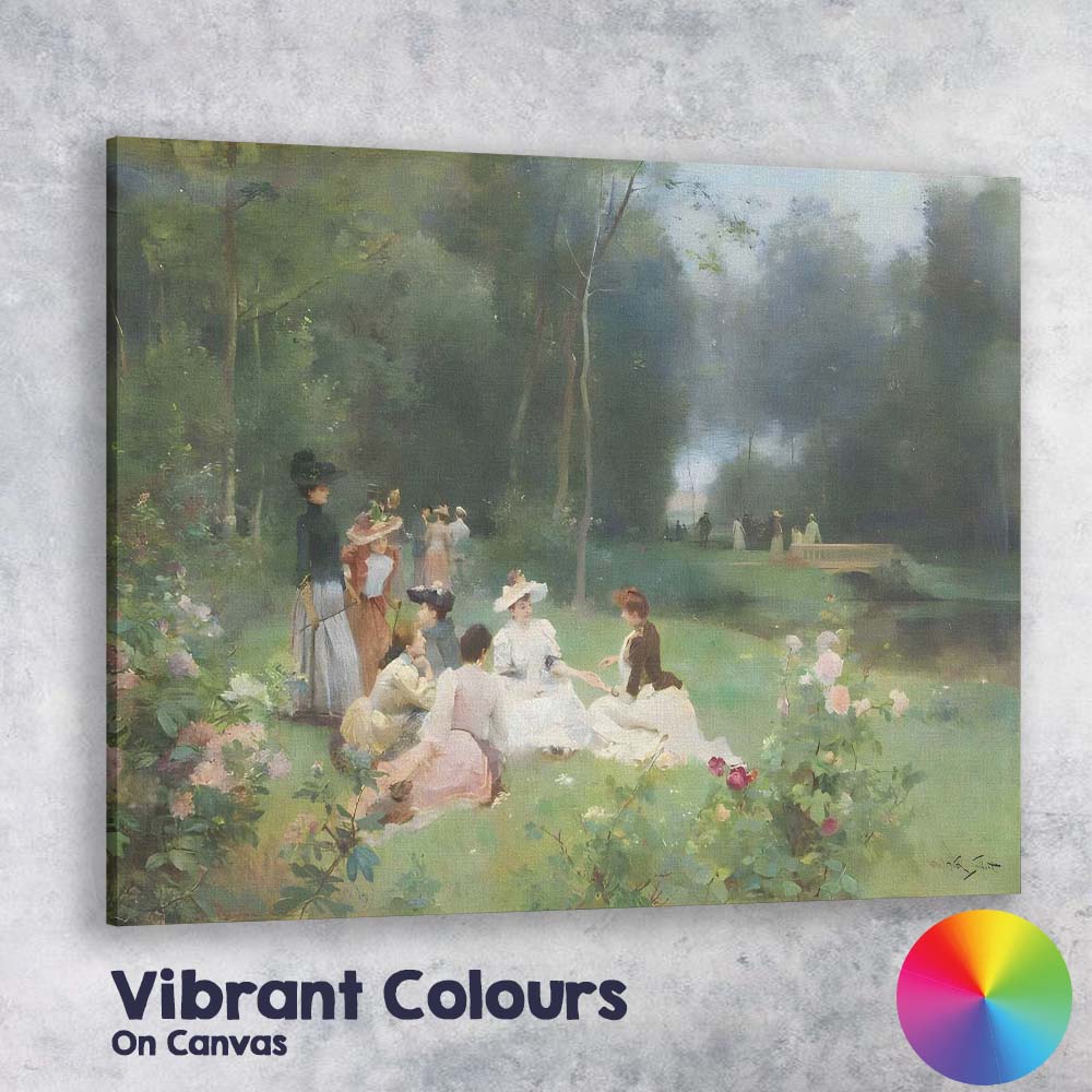 Elegant Victorian Garden Gathering Impressionist Scene Canvas Wall Art Print Decor Picture Ready to Hang