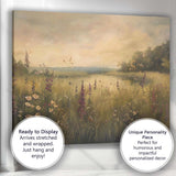 Dreamy Wildflower Lakeside Sunset Meadow Landscape Canvas Wall Art Print Decor Picture Ready to Hang