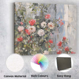 Romantic Pink Rose Garden Textured Impressionist Floral Canvas Wall Art Print Decor Picture Ready to Hang