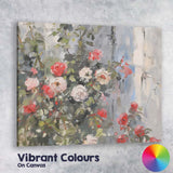 Romantic Pink Rose Garden Textured Impressionist Floral Canvas Wall Art Print Decor Picture Ready to Hang