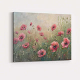 Delicate Pink Poppy Flower Meadow Soft Impressionist Floral Canvas Wall Art Print Decor Picture Ready to Hang