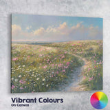 Dreamy Wildflower Meadow Path Spring Bloom Impressionist Landscape Canvas Wall Art Print Decor Picture Ready to Hang