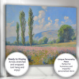 Pastel Wildflower Meadow Poplar Trees Countryside Impressionist Landscape Canvas Wall Art Print Decor Picture Ready to Hang