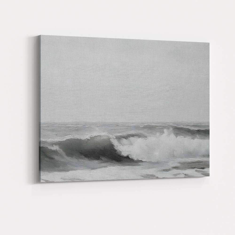 Minimalist Monochrome Ocean Waves Coastal Seascape Canvas Wall Art Print Decor Picture Ready to Hang