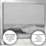 Minimalist Monochrome Ocean Waves Coastal Seascape Canvas Wall Art Print Decor Picture Ready to Hang