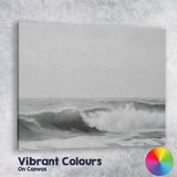 Minimalist Monochrome Ocean Waves Coastal Seascape Canvas Wall Art Print Decor Picture Ready to Hang