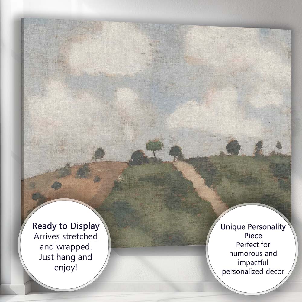 Rolling Green Hills Country Path Landscape Canvas Wall Art Print Decor Picture Ready to Hang