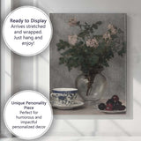 Botanical Floral Arrangement Glass Vase Still Life Canvas Wall Art Print Decor Picture Ready to Hang