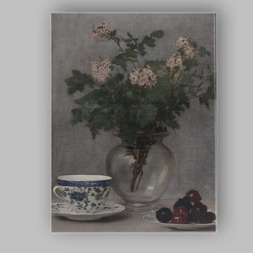 Botanical Floral Arrangement Glass Vase Still Life Canvas Wall Art Print Decor Picture Ready to Hang