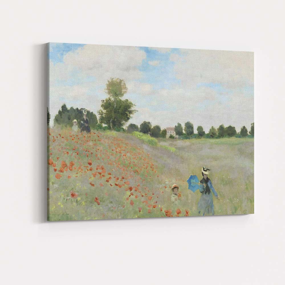 Impressionist Poppy Field Summer Meadow Landscape Canvas Wall Art Print Decor Picture Ready to Hang