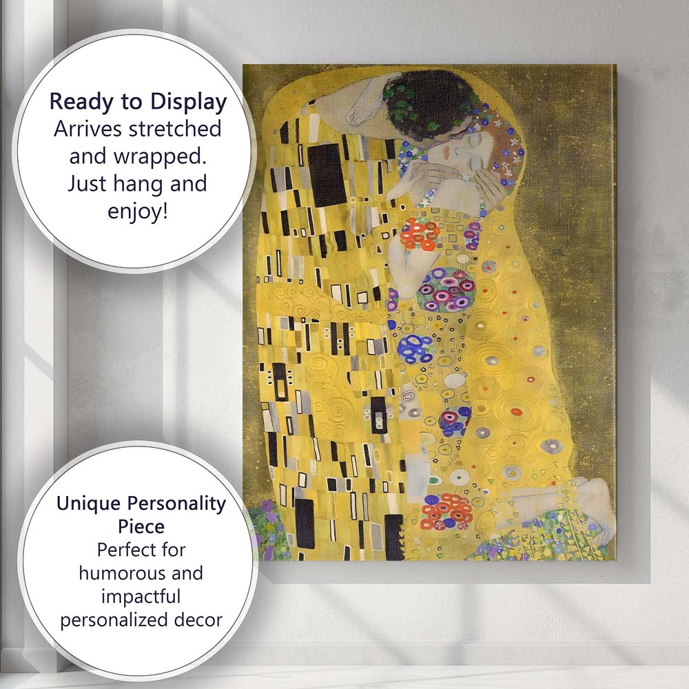 Golden Romantic Embrace Art Nouveau Decorative Canvas Wall Art Print Decor Picture Ready to Hang