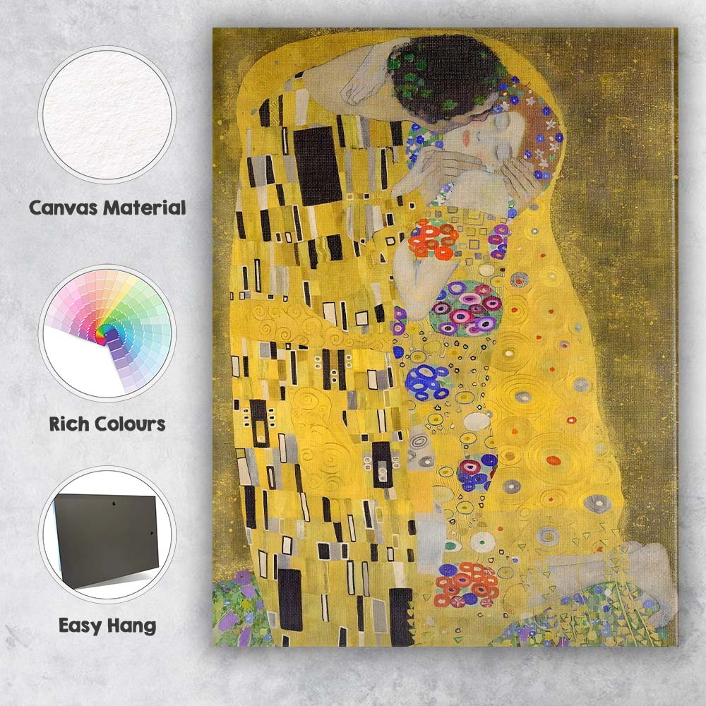 Golden Romantic Embrace Art Nouveau Decorative Canvas Wall Art Print Decor Picture Ready to Hang