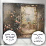 Romantic Rose Covered Garden Courtyard Impressionist Canvas Wall Art Print Decor Picture Ready to Hang