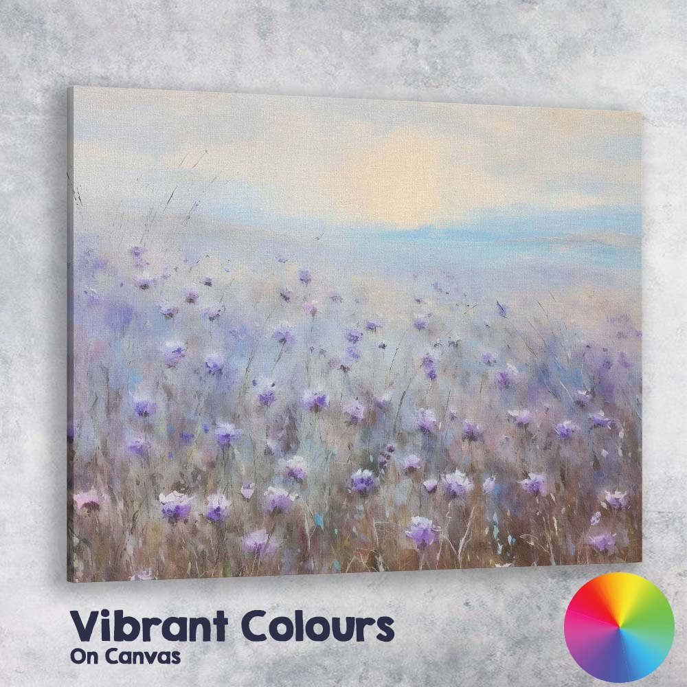 Dreamy Lavender Wildflower Meadow Pastel Landscape Canvas Wall Art Print Decor Picture Ready to Hang
