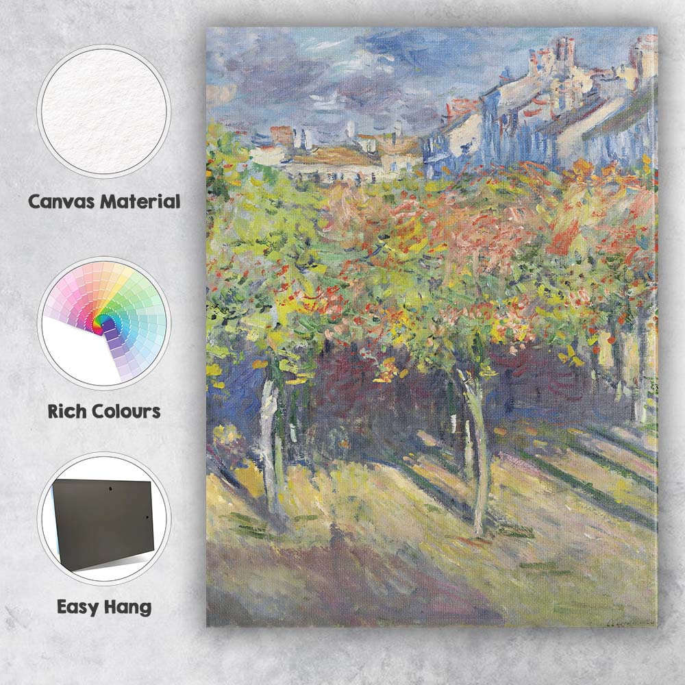 Colourful Impressionist Village Garden Landscape Canvas Wall Art Print Decor Picture Ready to Hang