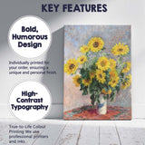 Classic Yellow Sunflower Still Life Impressionist Floral Canvas Wall Art Print Decor Picture Ready to Hang