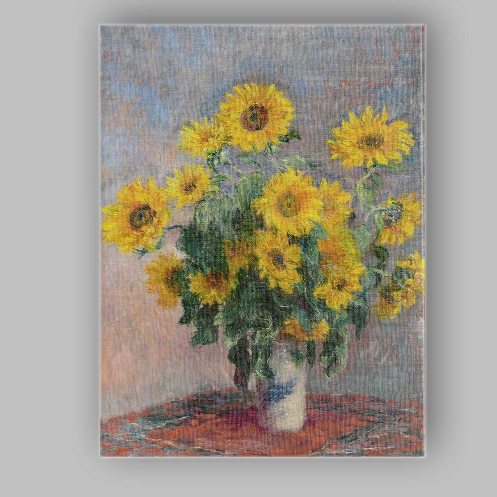 Classic Yellow Sunflower Still Life Impressionist Floral Canvas Wall Art Print Decor Picture Ready to Hang