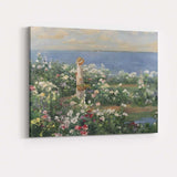 Coastal Flower Garden Girl Seascape Impressionist Canvas Wall Art Print Decor Picture Ready to Hang