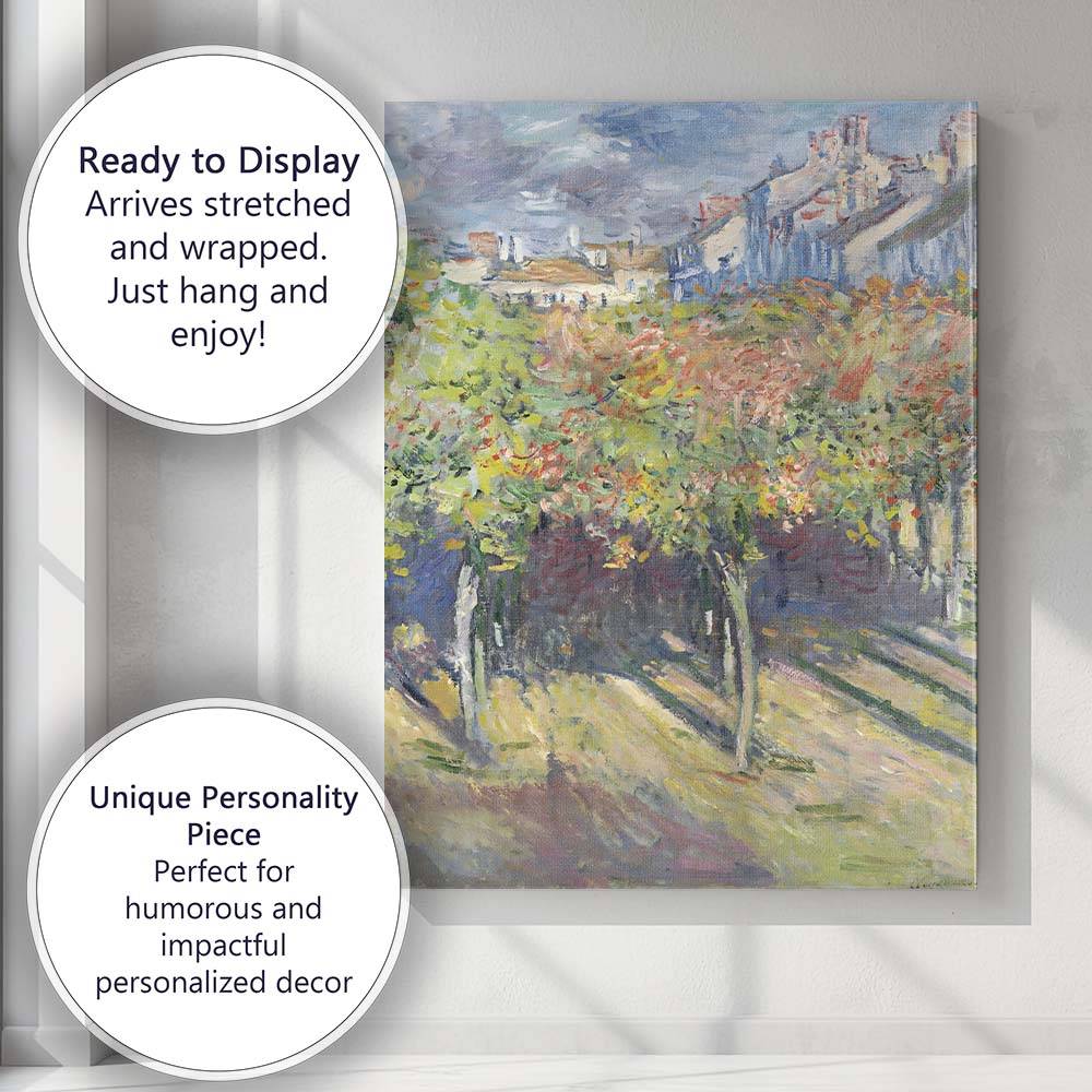 Colourful Impressionist Village Garden Landscape Canvas Wall Art Print Decor Picture Ready to Hang