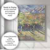 Colourful Impressionist Village Garden Landscape Canvas Wall Art Print Decor Picture Ready to Hang