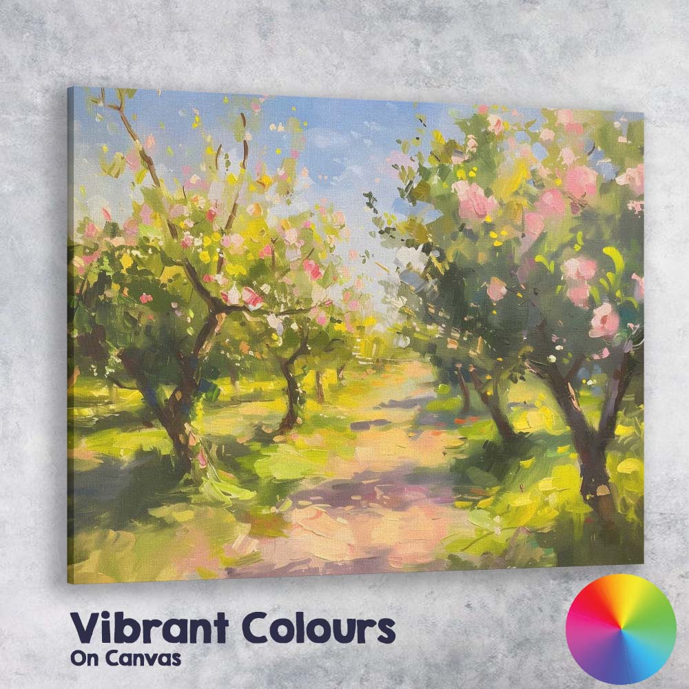 Spring Blossom Orchard Country Path Impressionist Canvas Wall Art Print Decor Picture Ready to Hang