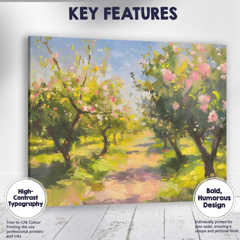 Spring Blossom Orchard Country Path Impressionist Canvas Wall Art Print Decor Picture Ready to Hang