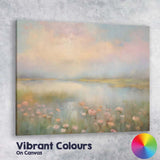 Pastel Misty Lakeside Wildflower Landscape Canvas Wall Art Print Decor Picture Ready to Hang
