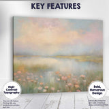 Pastel Misty Lakeside Wildflower Landscape Canvas Wall Art Print Decor Picture Ready to Hang