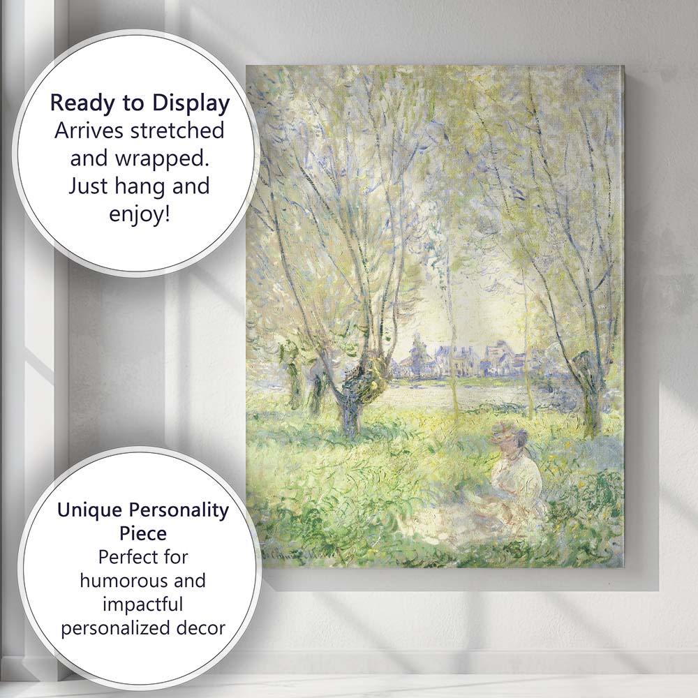 Impressionist Woodland Figure Sunlit Forest Landscape Canvas Wall Art Print Decor Picture Ready to Hang