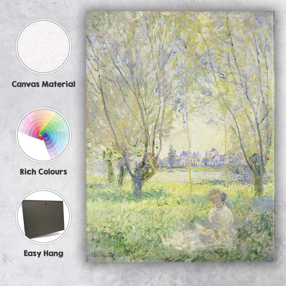 Impressionist Woodland Figure Sunlit Forest Landscape Canvas Wall Art Print Decor Picture Ready to Hang