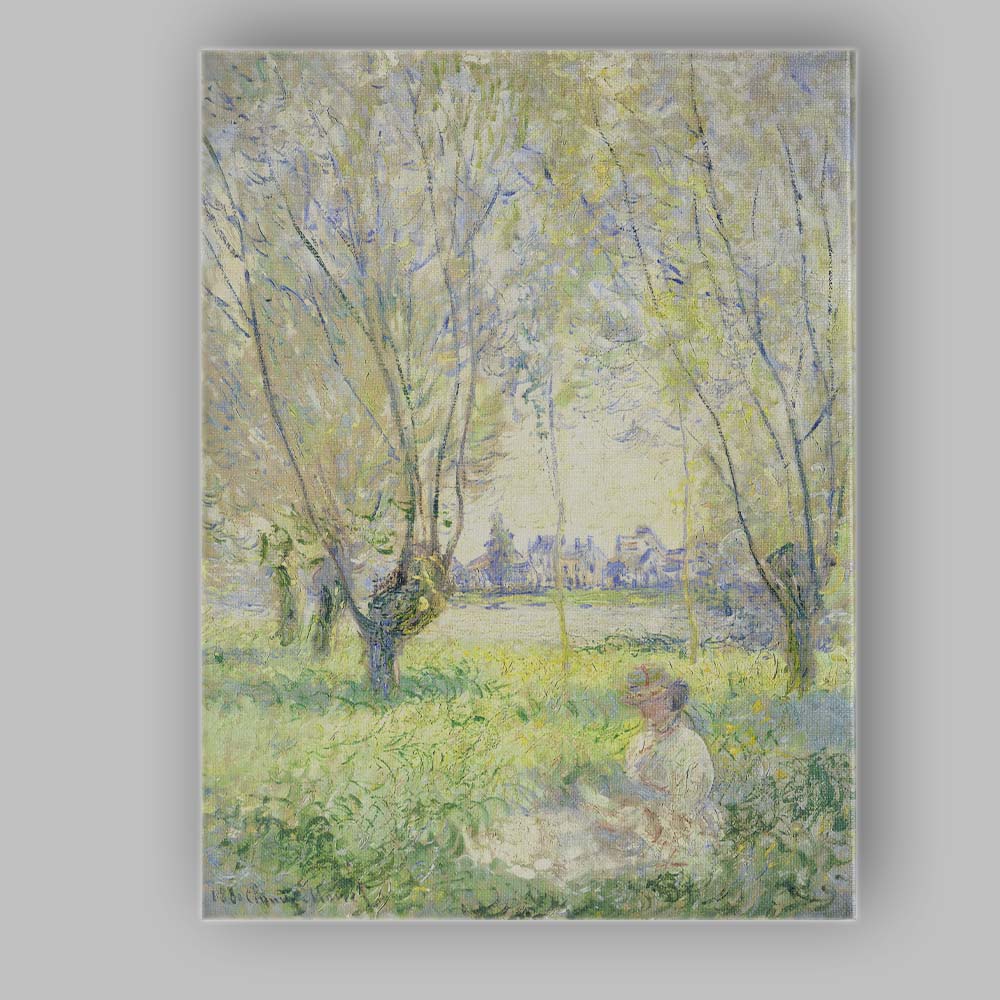 Impressionist Woodland Figure Sunlit Forest Landscape Canvas Wall Art Print Decor Picture Ready to Hang