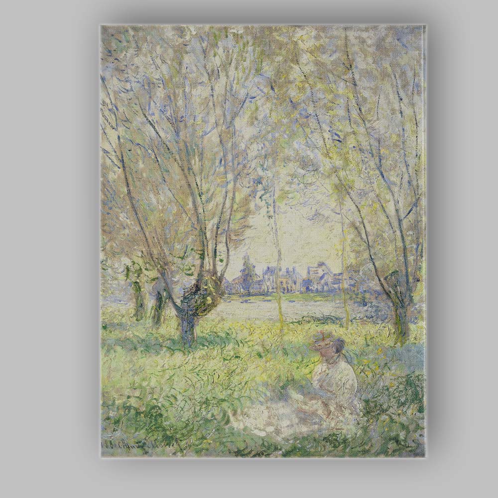 Impressionist Woodland Figure Sunlit Forest Landscape Canvas Wall Art Print Decor Picture Ready to Hang