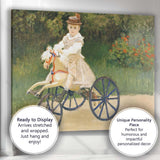 Impressionist Child Riding Toy Horse Garden Scene Canvas Wall Art Print Decor Picture Ready to Hang