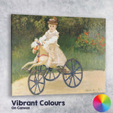 Impressionist Child Riding Toy Horse Garden Scene Canvas Wall Art Print Decor Picture Ready to Hang