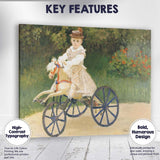 Impressionist Child Riding Toy Horse Garden Scene Canvas Wall Art Print Decor Picture Ready to Hang