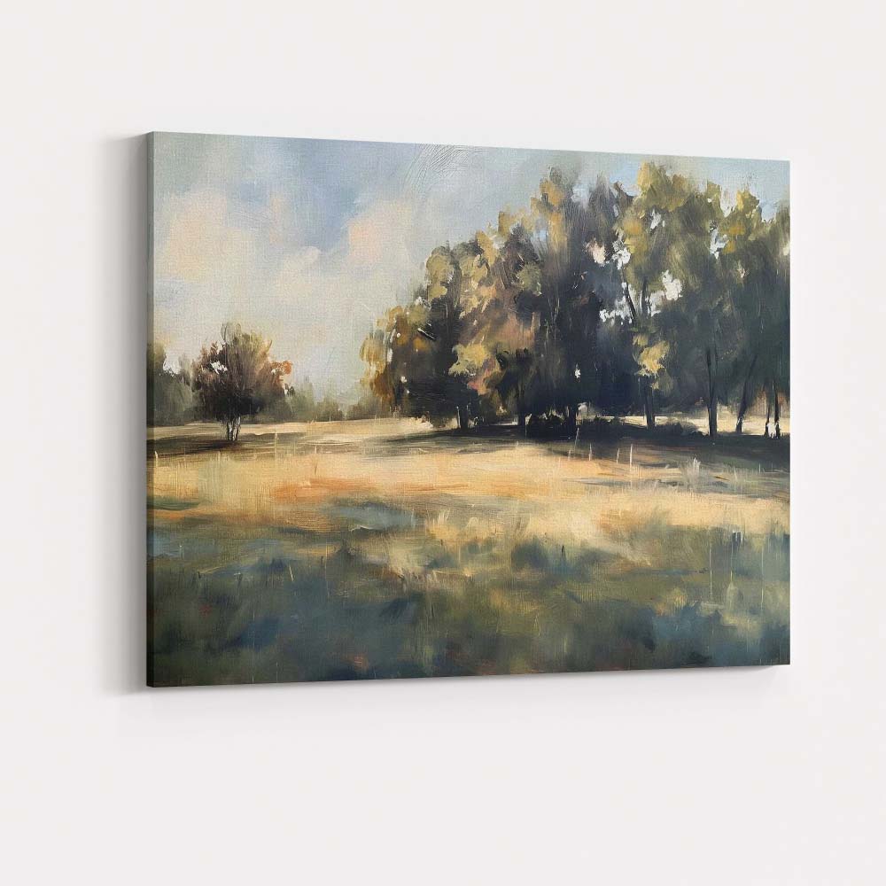 Moody Impressionist Woodland Meadow Landscape Canvas Wall Art Print Decor Picture Ready to Hang