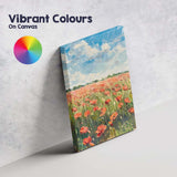 Impressionist Red Poppy Field Blue Sky Landscape Canvas Wall Art Print Decor Picture Ready to Hang