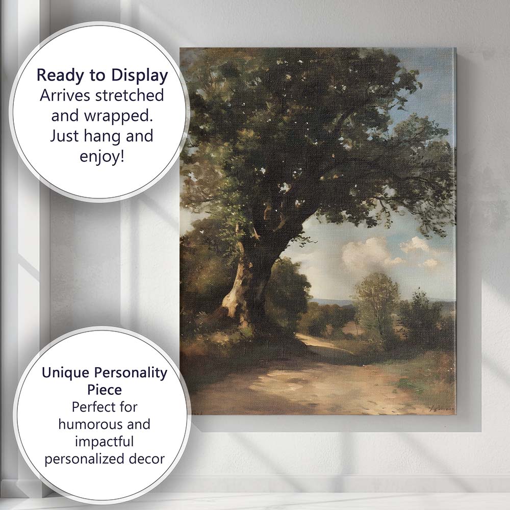 Classic Ancient Oak Tree Country Path Landscape Canvas Wall Art Print Decor Picture Ready to Hang