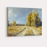 Golden Autumn Birch Forest Country Track Canvas Wall Art Print Decor Picture Ready to Hang