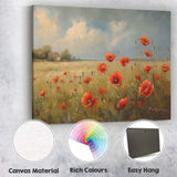 Rustic Red Poppy Meadow Countryside Landscape Canvas Wall Art Print Decor Picture Ready to Hang