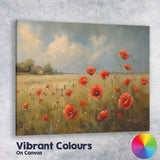 Rustic Red Poppy Meadow Countryside Landscape Canvas Wall Art Print Decor Picture Ready to Hang