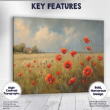 Rustic Red Poppy Meadow Countryside Landscape Canvas Wall Art Print Decor Picture Ready to Hang