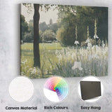 Impressionist Woodland Meadow White Wildflowers Tranquil Park Landscape Canvas Wall Art Print Decor Picture Ready to Hang
