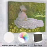 Impressionist Woman In Pink Dress Reading Garden Canvas Wall Art Print Decor Picture Ready to Hang